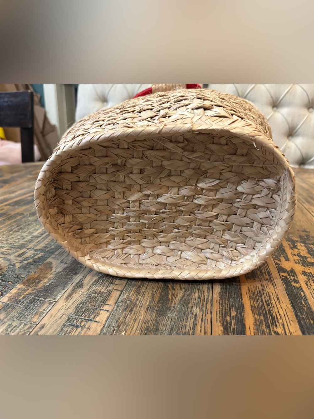 Woven Straw Sequin Wing and Lips
Tote with Red Handle - Picture 4 of 14